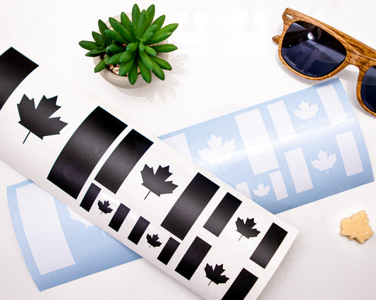 Set of 6: Canada Flag Decal | Vinyl Sticker for Car, Laptop, Water Bottle, Canada Pride, Custom Color Option
