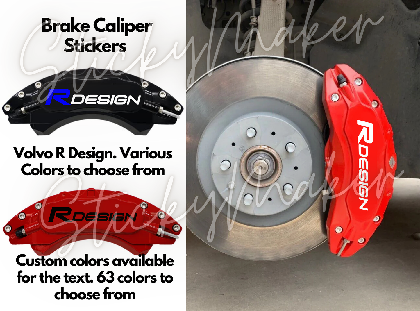 6x Volvo R Design Brake Caliper Decals | Replacement Brake Stickers | 3 Sizes