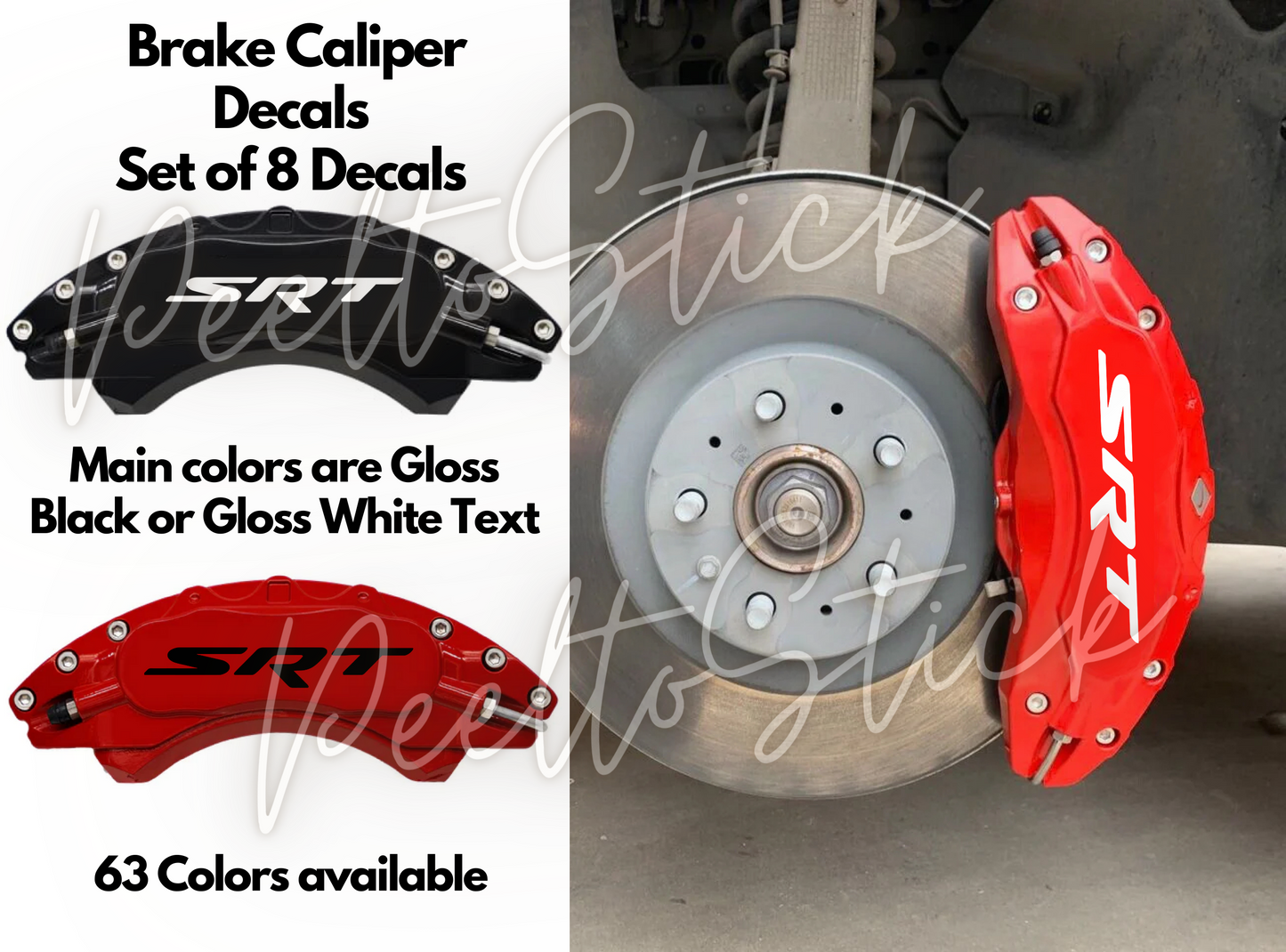 8x SRT Brake Caliper Decals | Replacement Brake Stickers Dodge SRT Hellcat - Sticky Maker