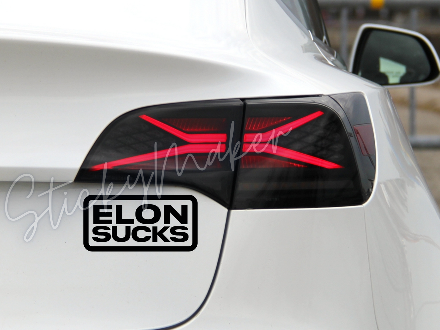 Set of 2: Elon Sucks Vinyl Decal | Bumper Sticker | Anti Elon Tesla | High Quality Waterproof UV Resistant | 63 Color Choices