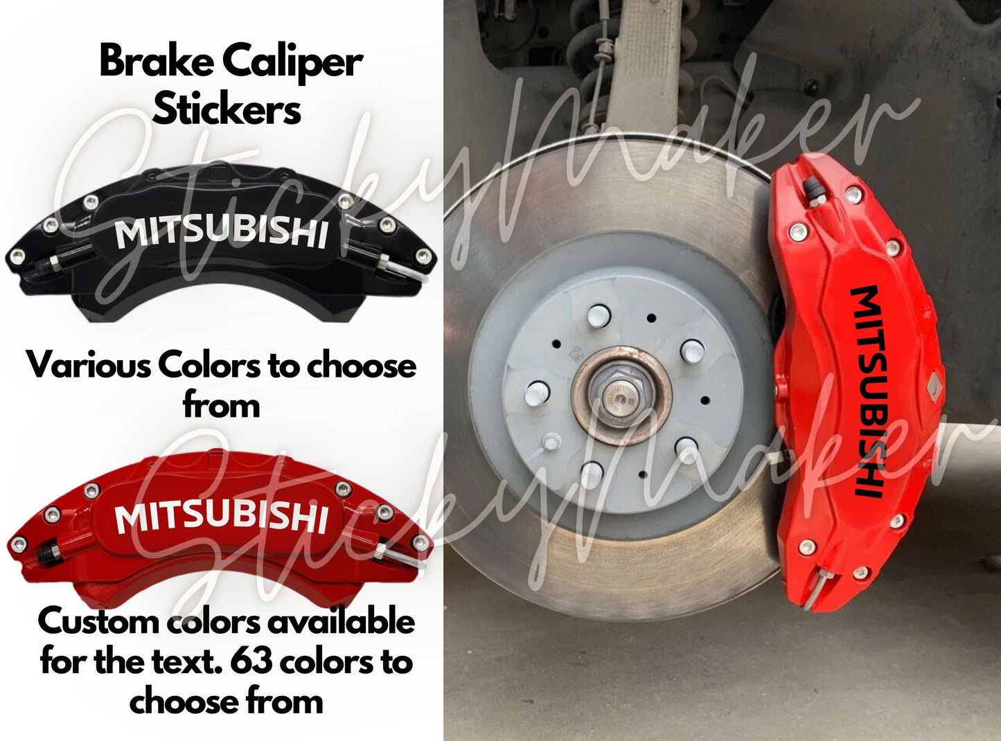 8x Mitsubishi Brake Caliper Decals Curved 10% Durable, High-Performance Vinyl Stickers