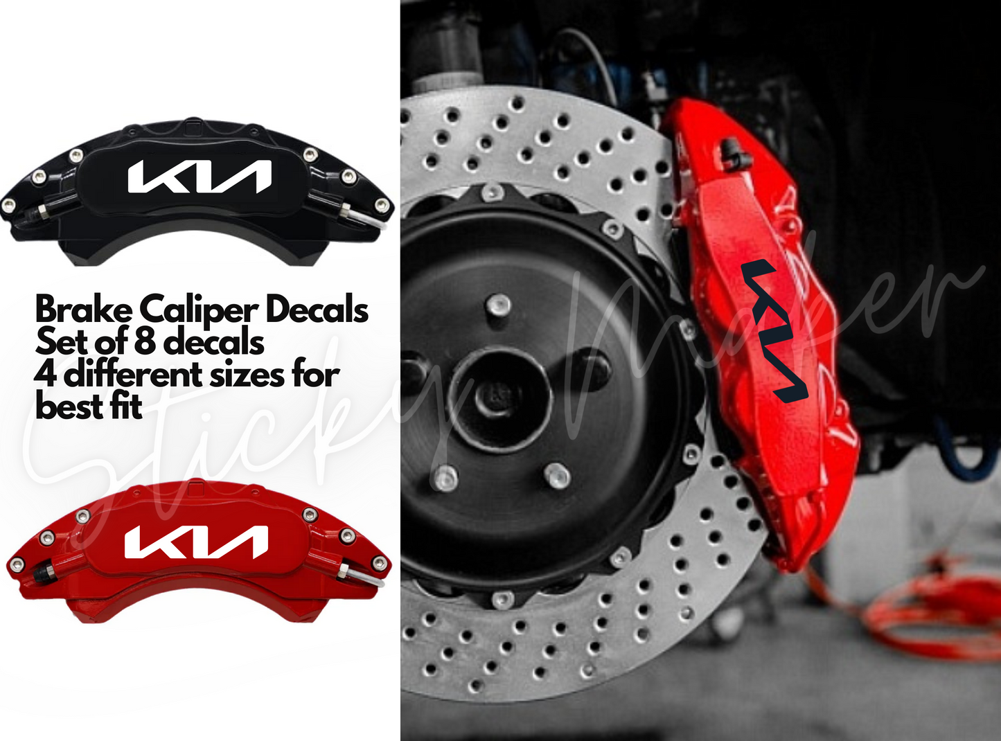 8x Kia Brake Caliper Decals | Replacement Brake Stickers Kia - Sticky Maker