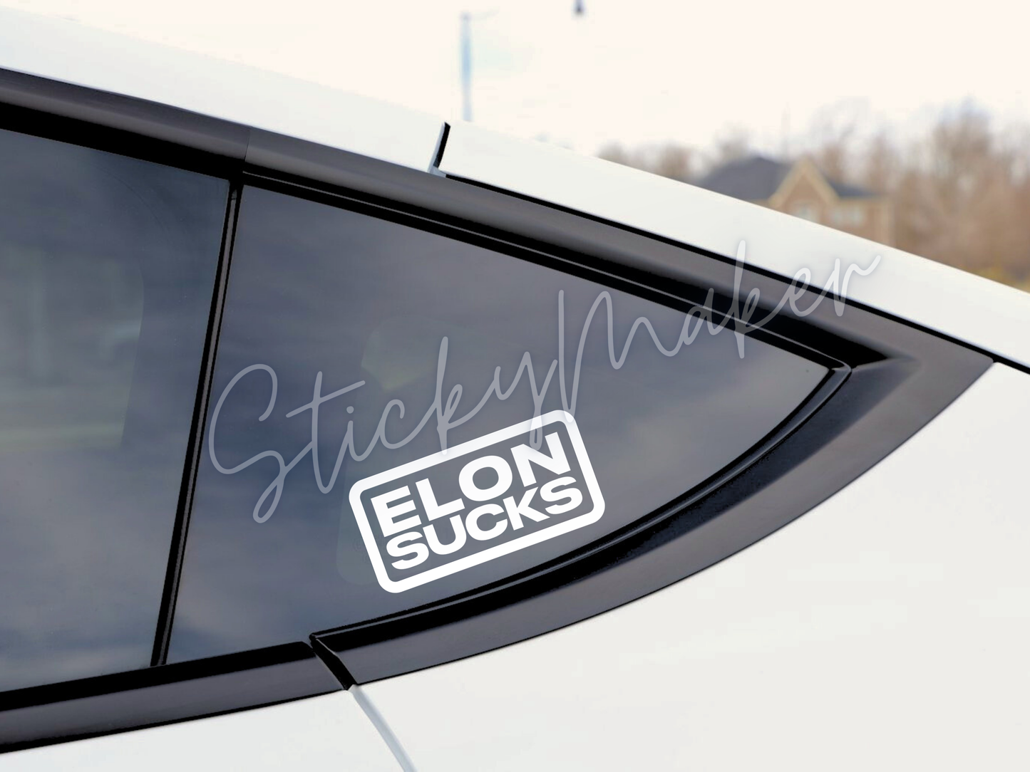 Set of 2: Elon Sucks Vinyl Decal | Bumper Sticker | Anti Elon Tesla | High Quality Waterproof UV Resistant | 63 Color Choices
