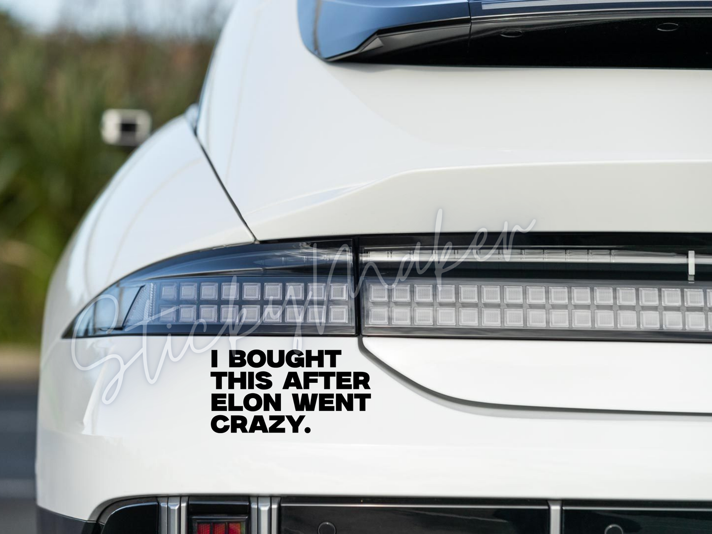I Bought this after Elon Went Crazy Vinyl Decal | Bumper Sticker | Anti Elon Tesla | I Bought this before Elon went Crazy Funny Humor EV