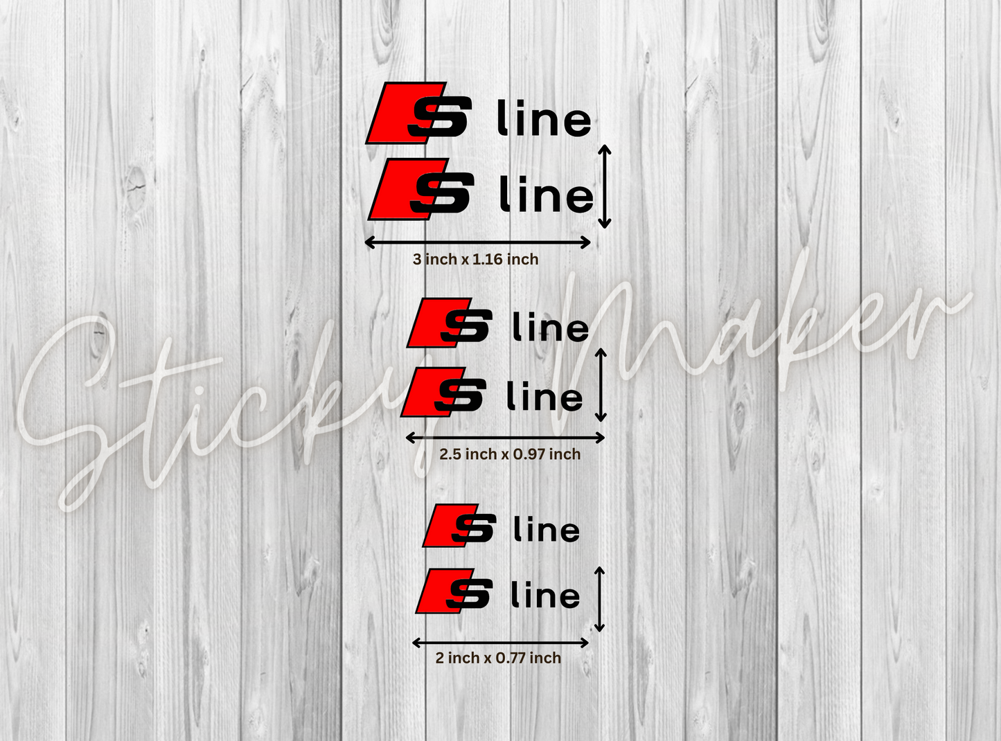 6x Audi SLine Brake Caliper Decals | Replacement Brake Stickers Audi Quattro S Line | 3 Sizes - Sticky Maker