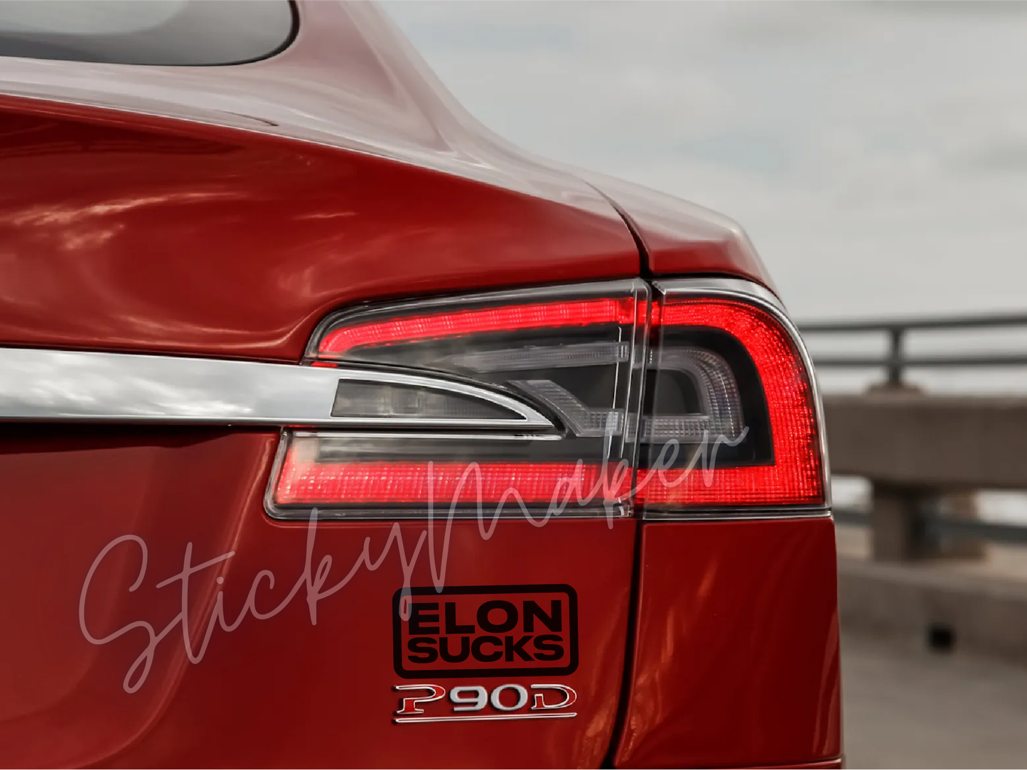Set of 2: Elon Sucks Vinyl Decal | Bumper Sticker | Anti Elon Tesla | High Quality Waterproof UV Resistant | 63 Color Choices