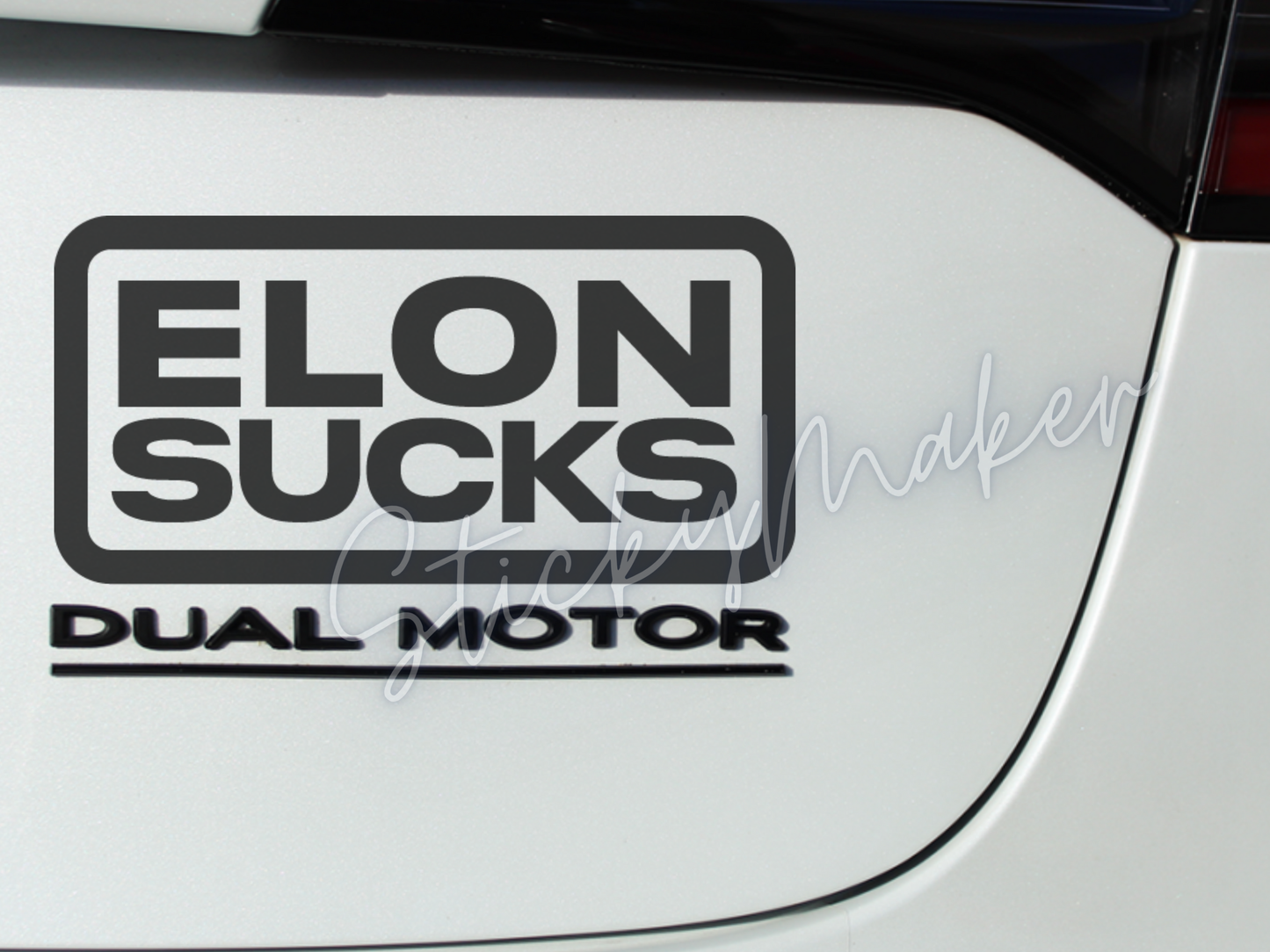 Set of 2: Elon Sucks Vinyl Decal | Bumper Sticker | Anti Elon Tesla | High Quality Waterproof UV Resistant | 63 Color Choices