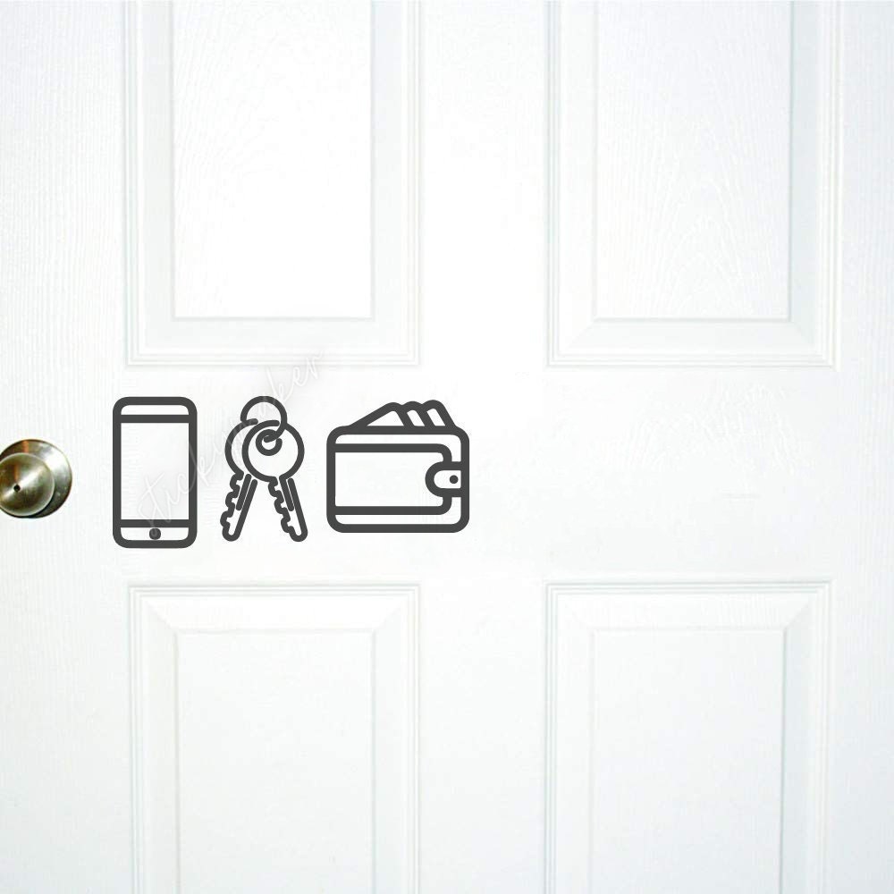 Phone Keys Wallet Door Vinyl Decal | Before Leaving Reminder | Guest Reminder | Home Decor | Welcome | Door Sign | Door Decal | Remember - Sticky Maker