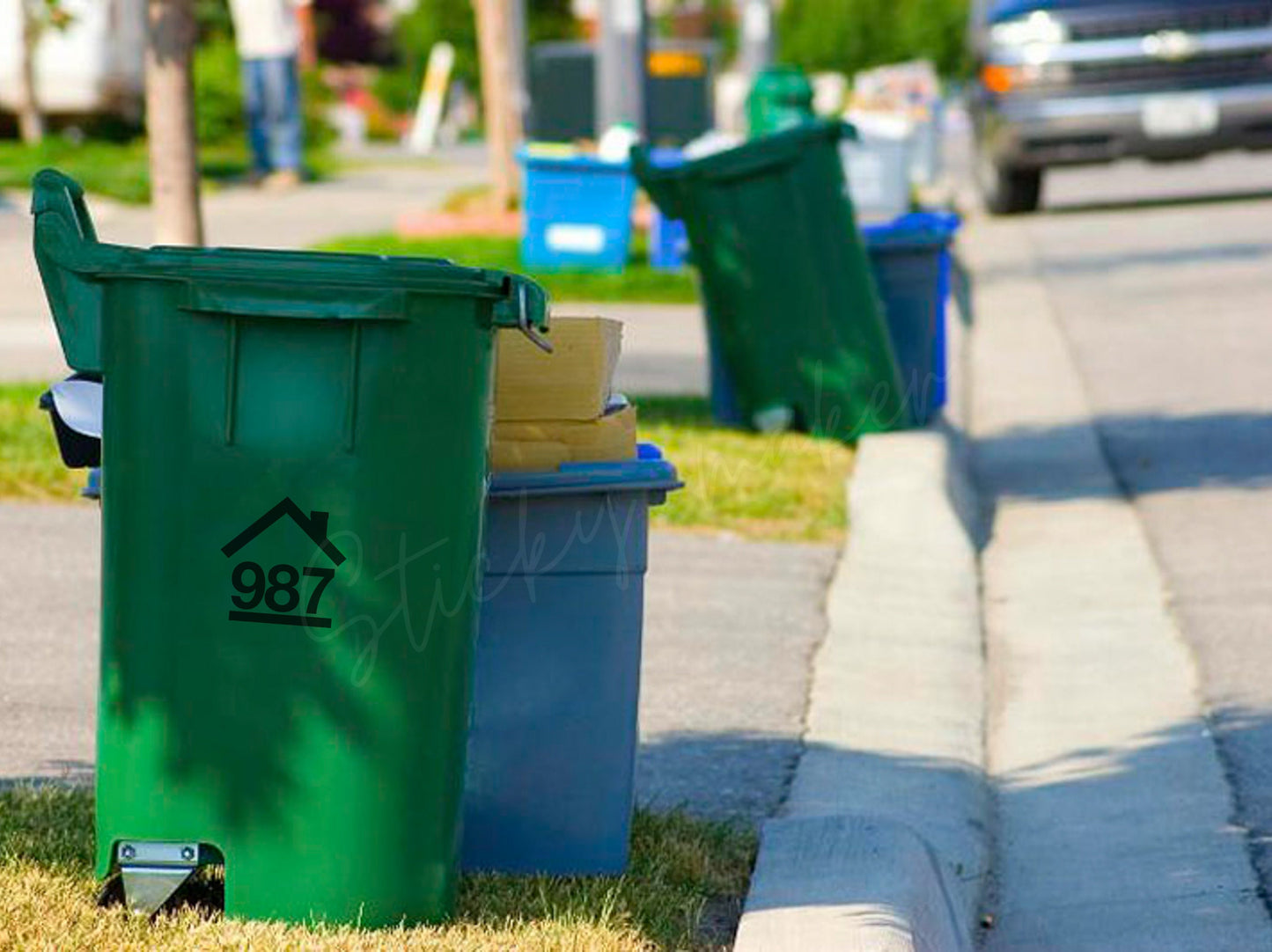 Garbage Bin House Number Set of 3 | Recycle Bin Number | Green Bin | Trash Number | Vinyl Decal | Trash Bin | Street Numbers | Personalized - Sticky Maker