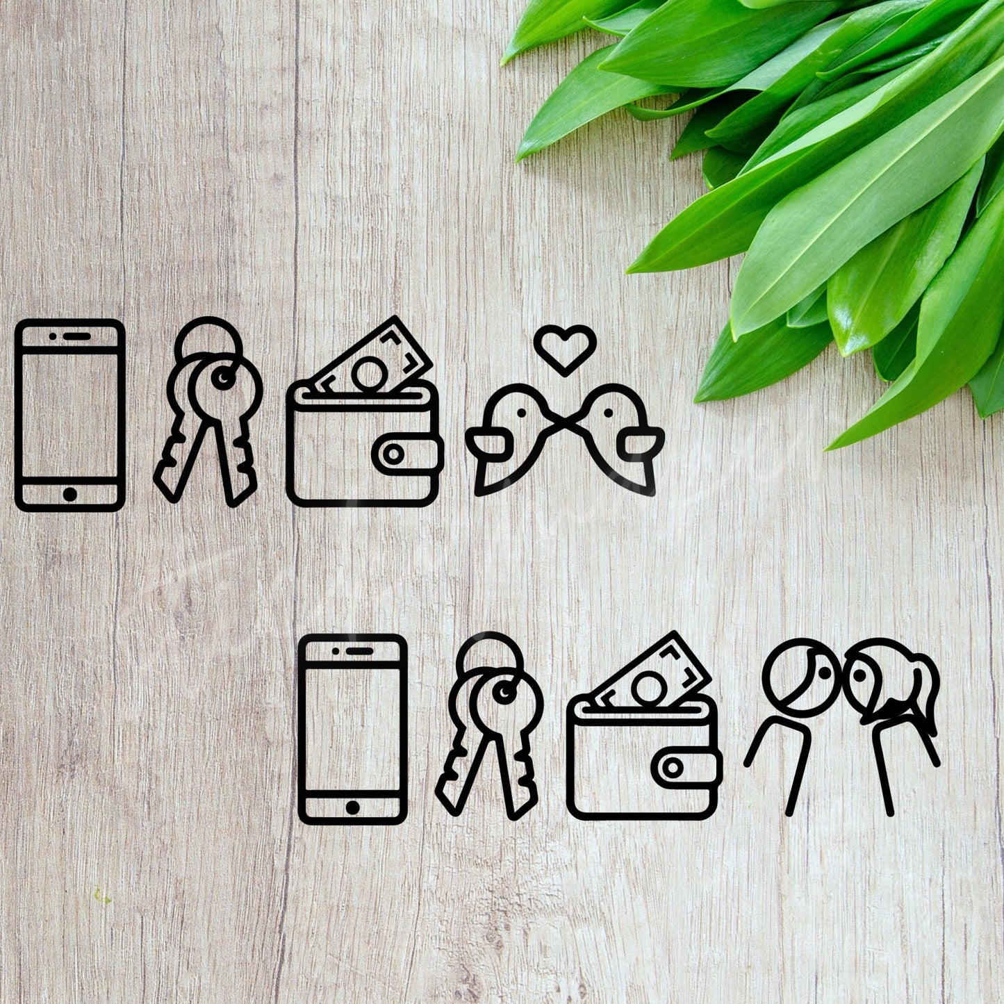 Phone Keys Wallet Kiss Door Vinyl Decal | Before Leaving Reminder | Guest Reminder | Home Decor | Door Sign | Door Decal | Reminder | Humor - Sticky Maker