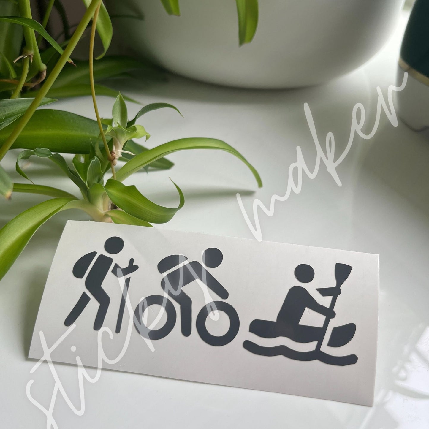 Hike Bike Kayak / Canoe Vinyl Decal | Outdoor | Silhouette | Biking | RV | Camper | Bumper Sticker | Kayak | Hiking | Mountain Biking - Sticky Maker