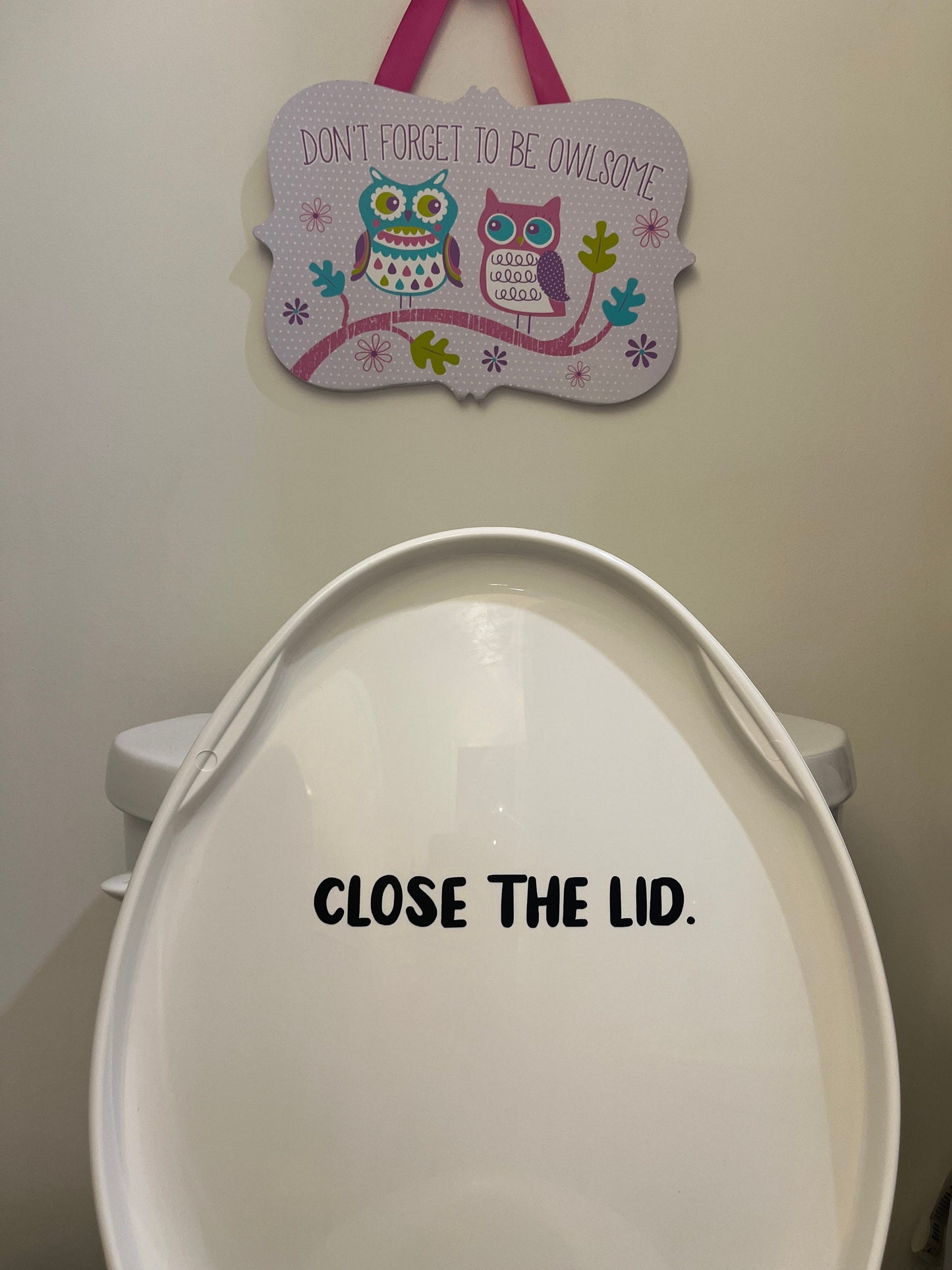 Close the Lid Vinyl Decal | Friendly Reminder| Toilet Seat | Washroom | House Rules | Sanitary | Kids Reminder | Humor | Funny | Etiquette - Sticky Maker