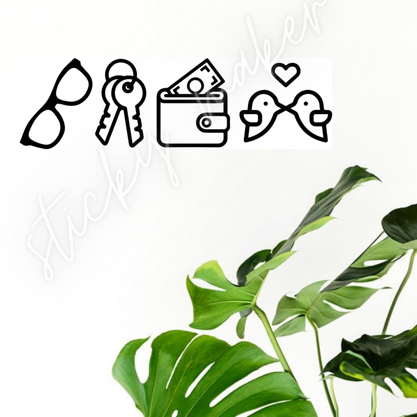 Glasses Key Wallet Kiss Door Vinyl Decal | Before Leaving Reminder | Guest Reminder | Home Decor | Door Sign | Door Decal | Reminder | Humor - Sticky Maker