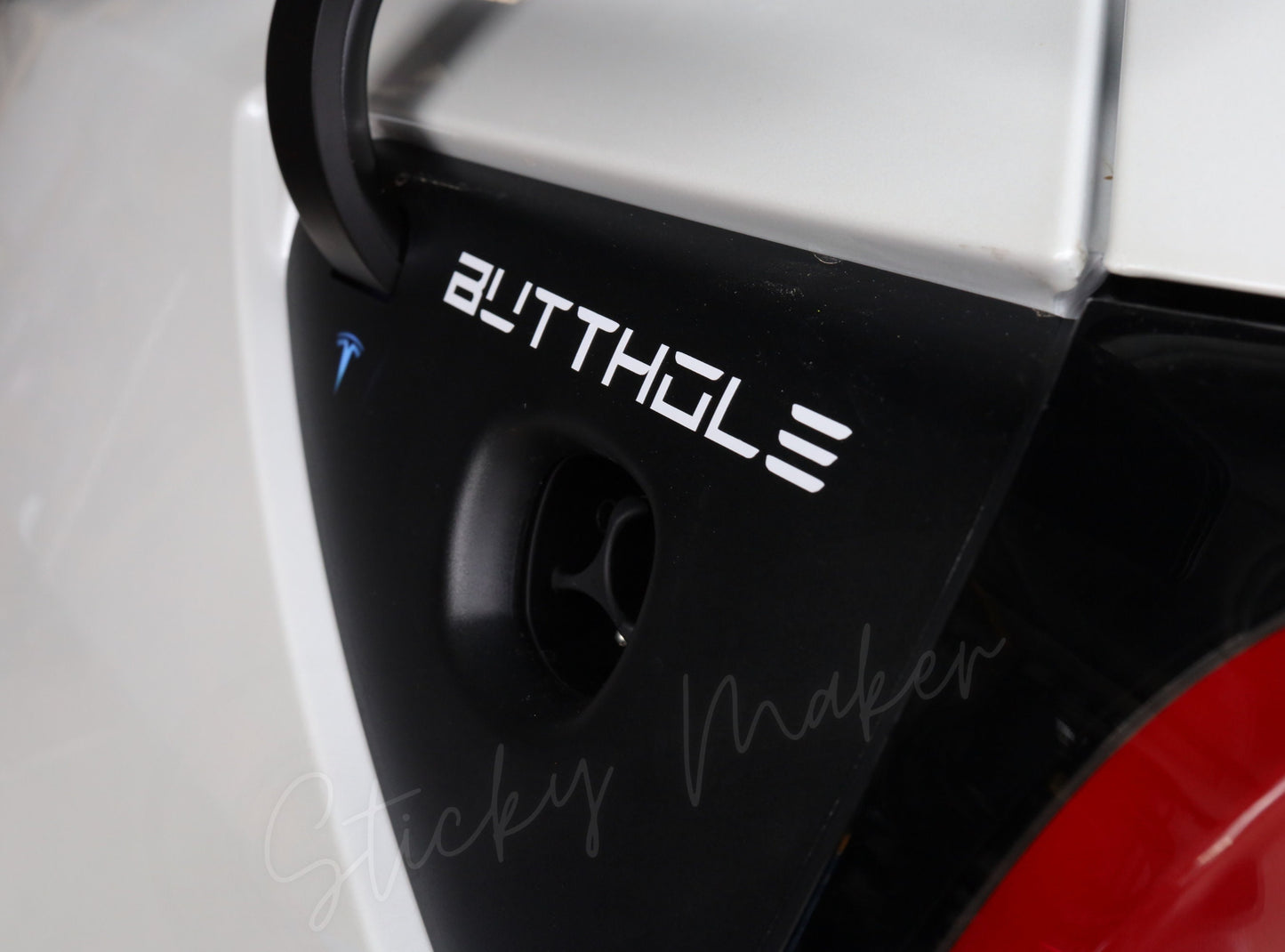 Tesla Butthole Sticker | Set of 2 | Butt Hole | Tesla Decal | Tesla Sticker | Tesla Vinyl | Charge Port | Car Decal | EV Model S 3 X Y - Sticky Maker
