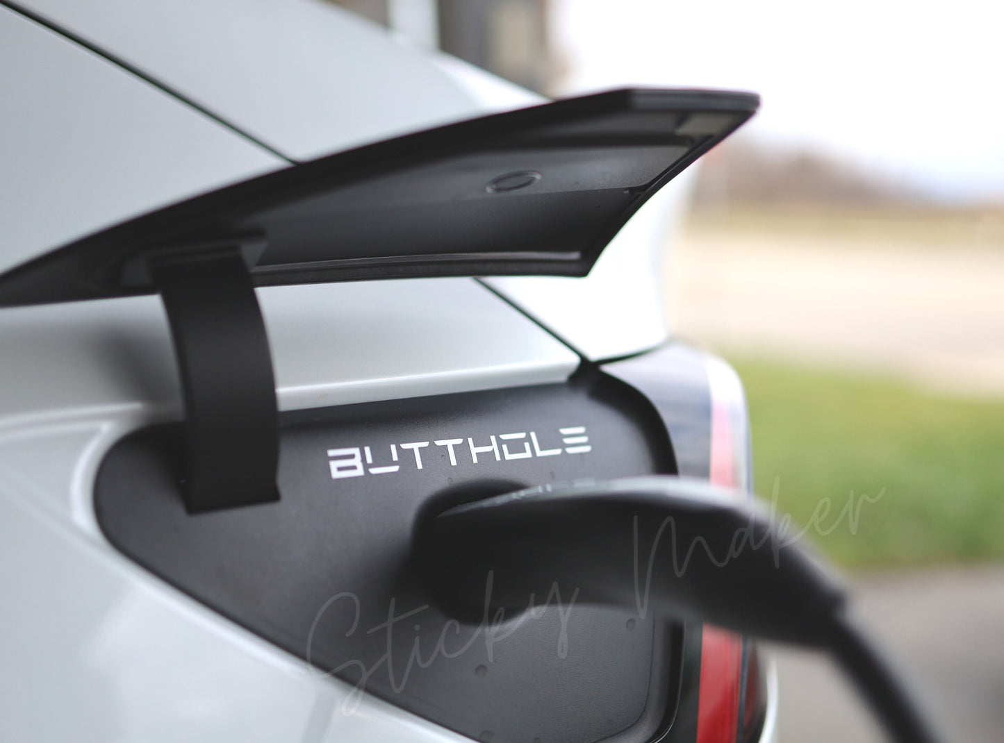 Tesla Butthole Sticker | Set of 2 | Butt Hole | Tesla Decal | Tesla Sticker | Tesla Vinyl | Charge Port | Car Decal | EV Model S 3 X Y - Sticky Maker