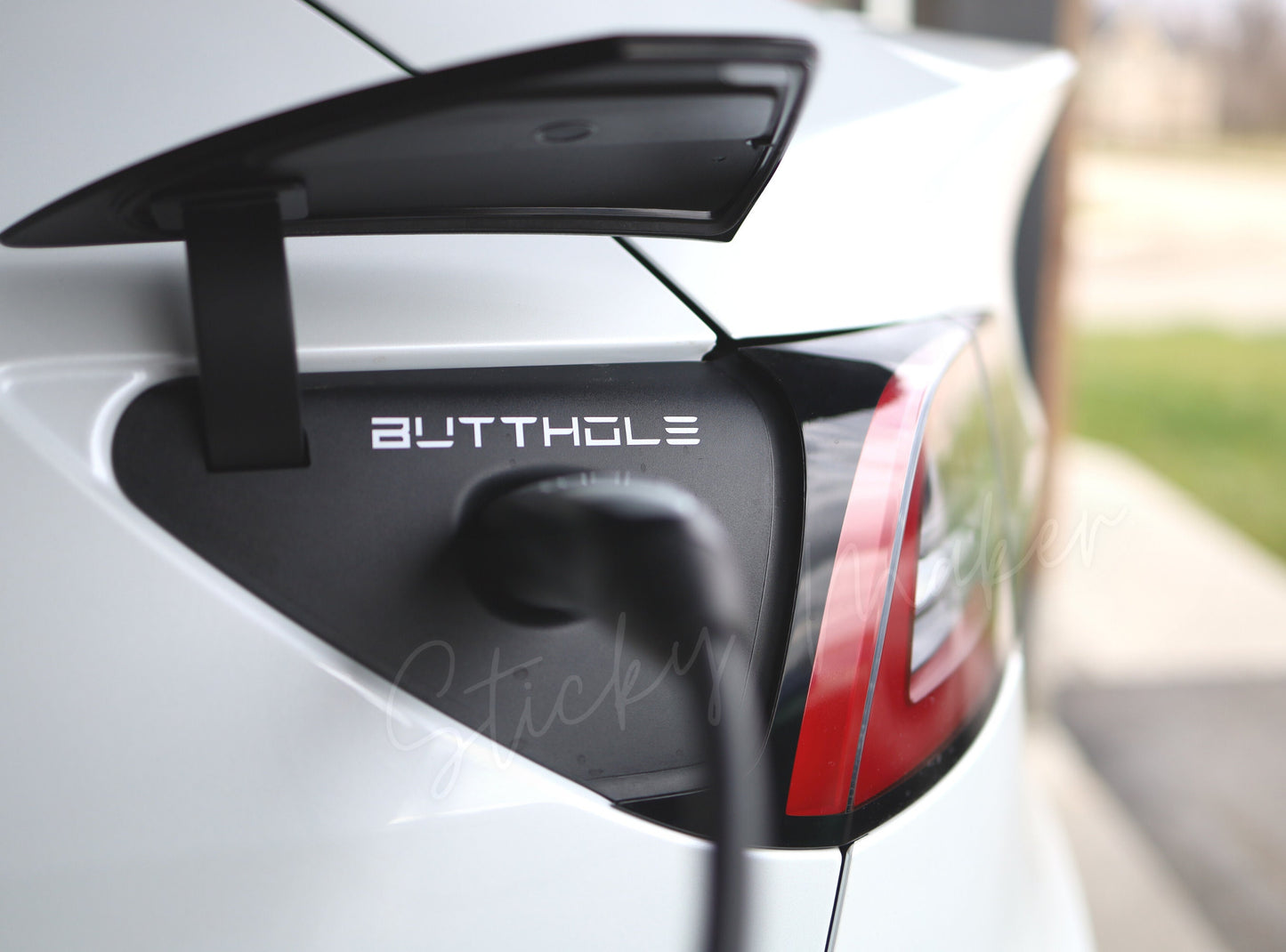 Tesla Butthole Sticker | Set of 2 | Butt Hole | Tesla Decal | Tesla Sticker | Tesla Vinyl | Charge Port | Car Decal | EV Model S 3 X Y - Sticky Maker