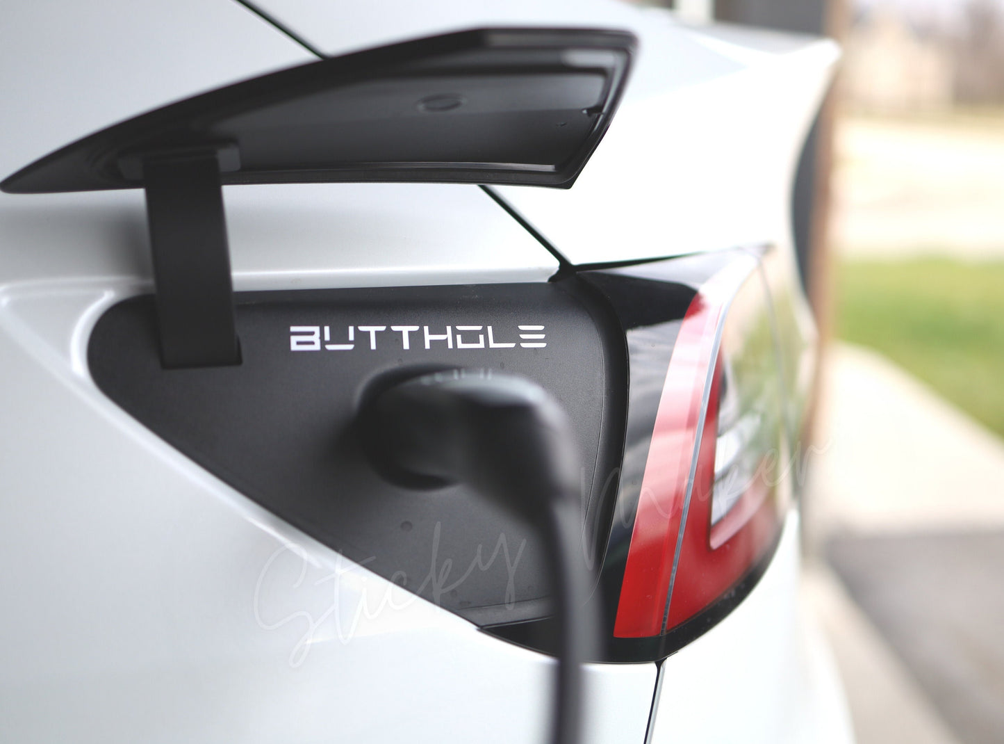 Tesla Butthole Sticker | Set of 2 | Butt Hole | Tesla Decal | Tesla Sticker | Tesla Vinyl | Charge Port | Car Decal | EV Model S 3 X Y - Sticky Maker