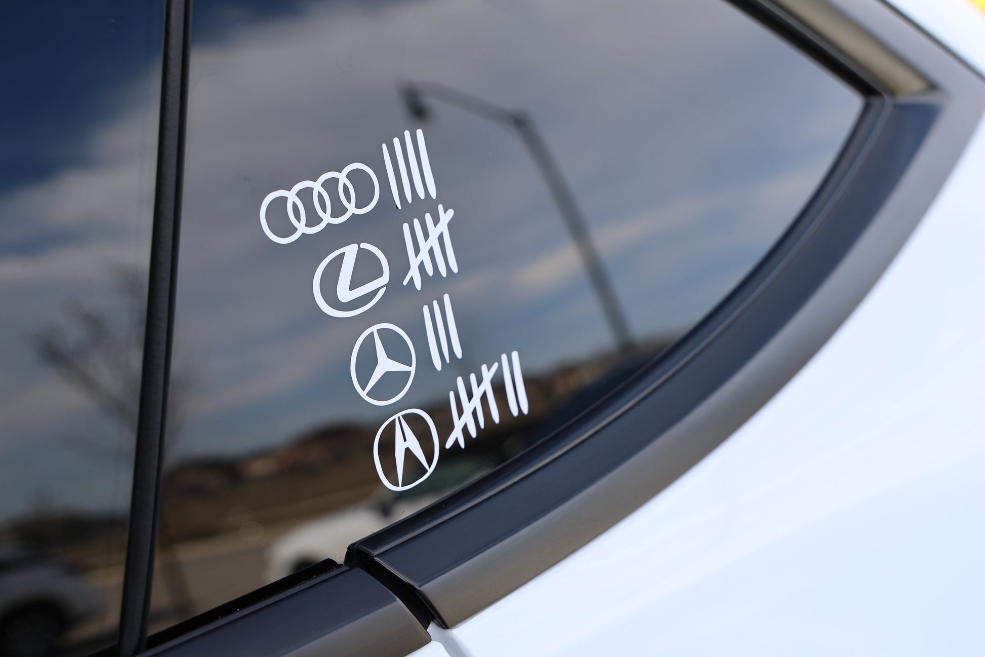 Tesla Race Tally Vinyl Decal | Window Sticker Bumper Sticker | Funny Decal | Tesla Model Y Model 3 Model S Model X - Sticky Maker
