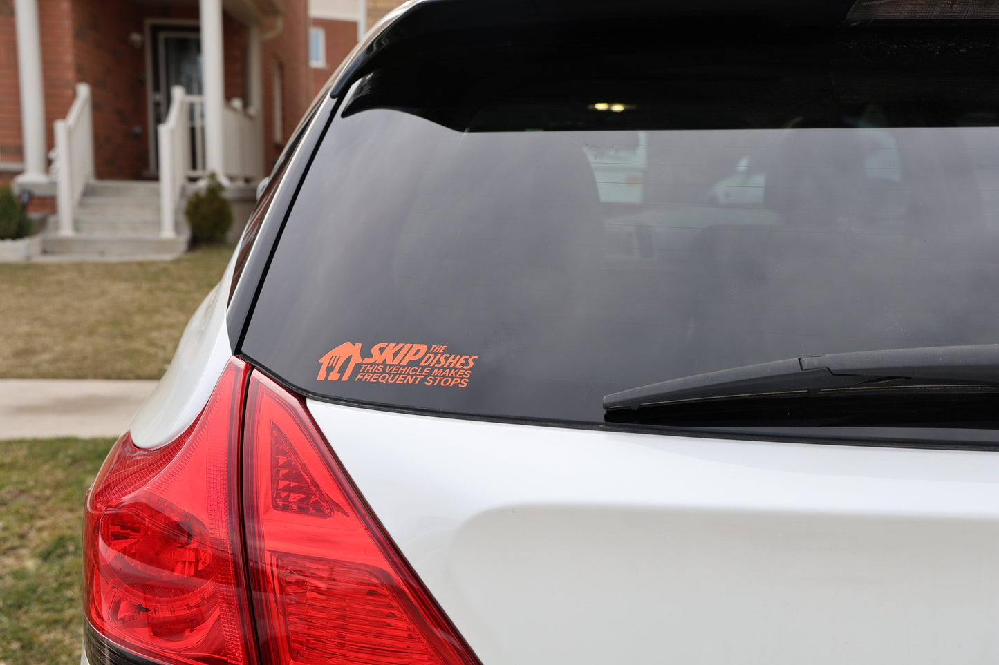 Skip the Dishes Vehicle Makes Frequent Stops Decal | Vinyl Decal Sticker | Food Delivery Driver Bumper Sticker Car Decal Window Decal - Sticky Maker