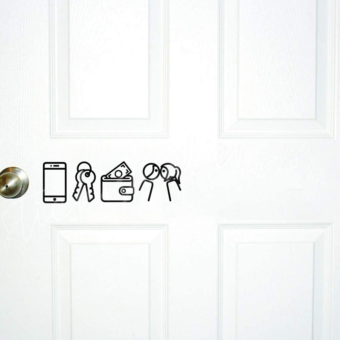 Phone Keys Wallet Kiss Door Vinyl Decal | Before Leaving Reminder | Guest Reminder | Home Decor | Door Sign | Door Decal | Reminder | Humor - Sticky Maker