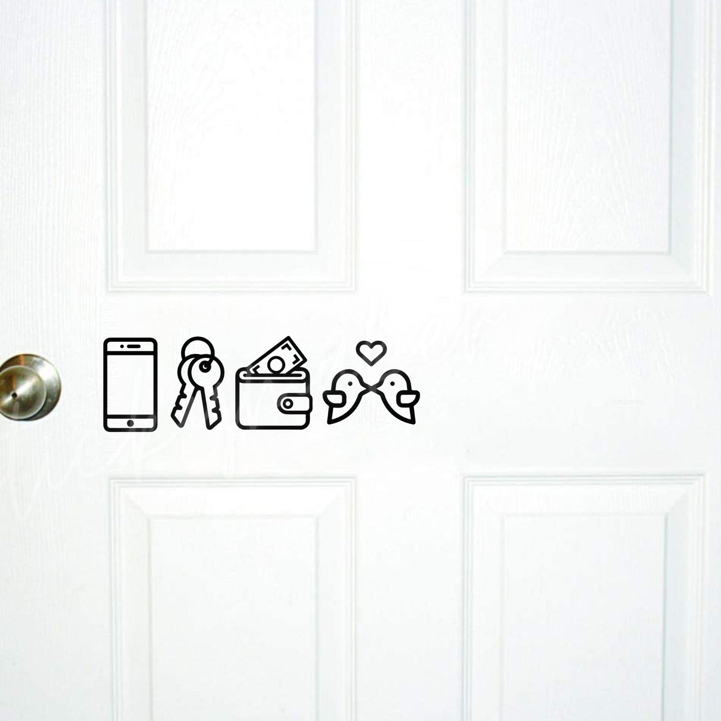 Phone Keys Wallet Kiss Door Vinyl Decal | Before Leaving Reminder | Guest Reminder | Home Decor | Door Sign | Door Decal | Reminder | Humor - Sticky Maker