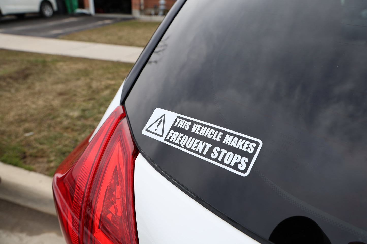 Caution This Vehicle Makes Frequent Stops Decal | Vinyl Decal Sticker | Food Delivery Driver Bumper Sticker Car Decal Window Decal - Sticky Maker