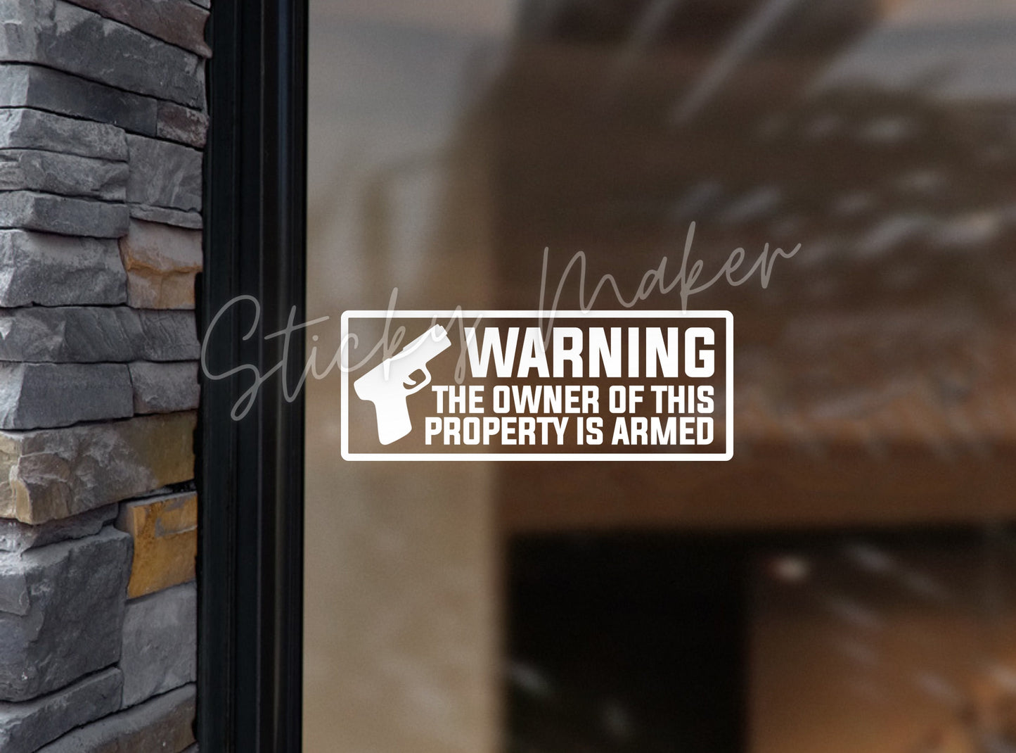 Warning The Owner of this Property is Armed Vinyl Decal | Window Sticker | Home | Business | Protection | Anti-theft | Owner has a Gun - Sticky Maker