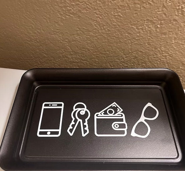 Phone Keys Wallet Glasses Door Vinyl Decal | Before Leaving Reminder | Guest Reminder | Home Decor | Welcome | Door Sign | Door Decal | Cute - Sticky Maker