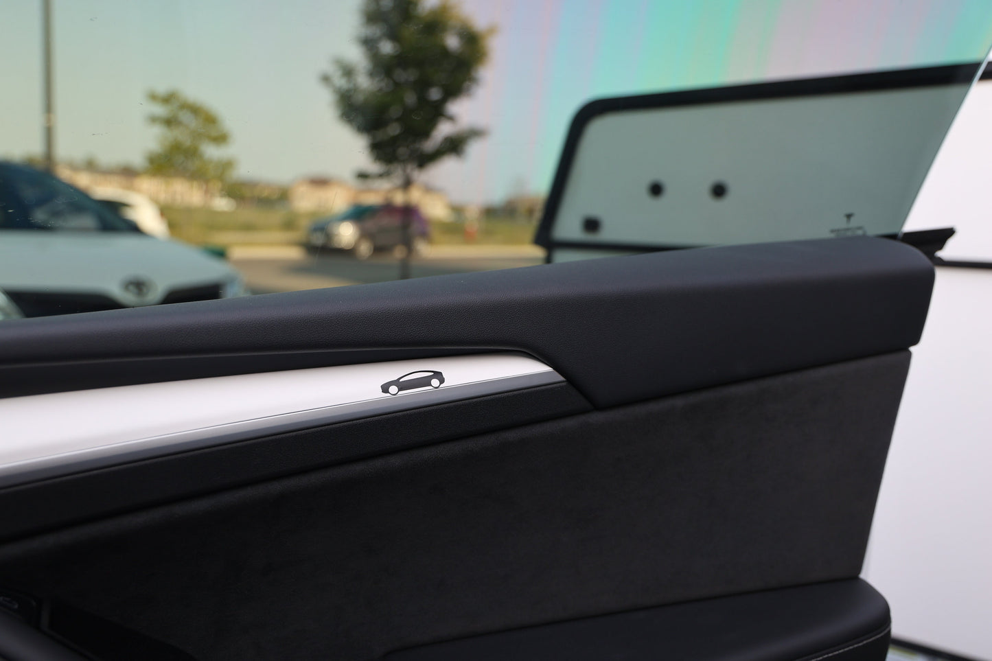 Set of 2: Tesla Model 3 Y Easter Egg Vinyl Decal | Vinyl Decal Sticker for Mirror Car Windshield Window Door Headlight Model Y Model 3 Tesla - Sticky Maker