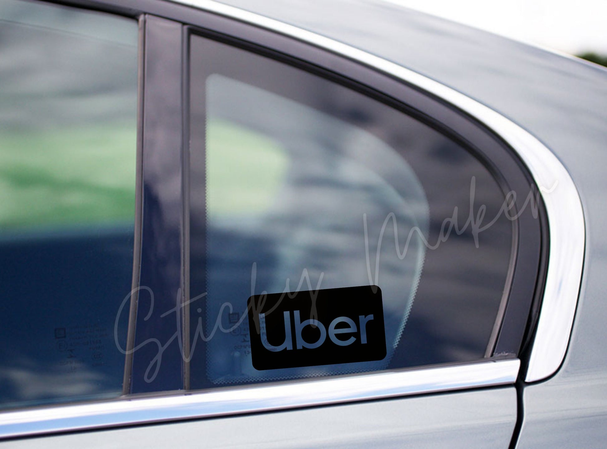 Set of 2: Uber Logo Half Size | Cut out Vinyl Decal Sticker | Black or White Designs | Newest Uber Logo | Transparent Text - Sticky Maker