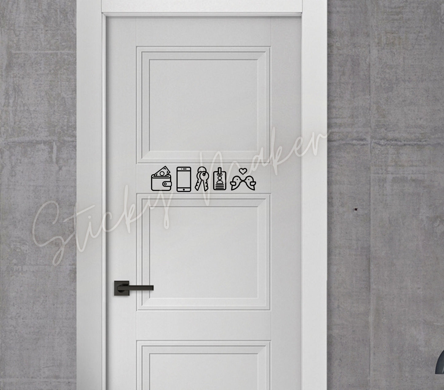 Wallet Phone Keys Badge Kiss Reminder Vinyl Decal | Before Leaving Reminder | Work Reminder | Door Sign | Leaving Home - Sticky Maker