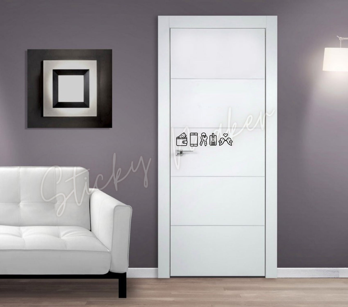 Wallet Phone Keys Badge Kiss Reminder Vinyl Decal | Before Leaving Reminder | Work Reminder | Door Sign | Leaving Home - Sticky Maker