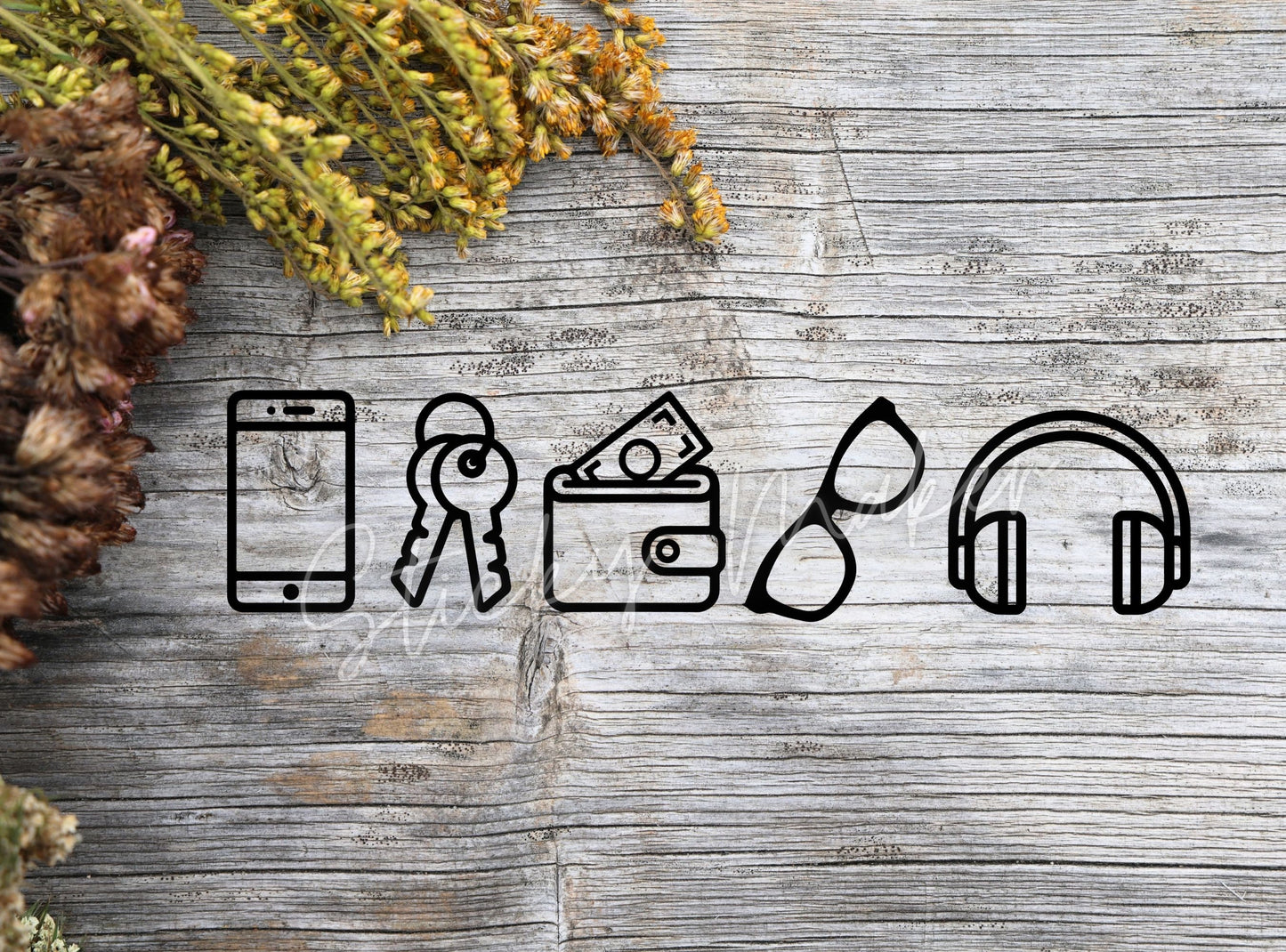 Phone Keys Wallet Glasses Headphones Door Vinyl Decal | Before Leaving Reminder | Guest Reminder | Home Decor | Welcome | Door Sign - Sticky Maker