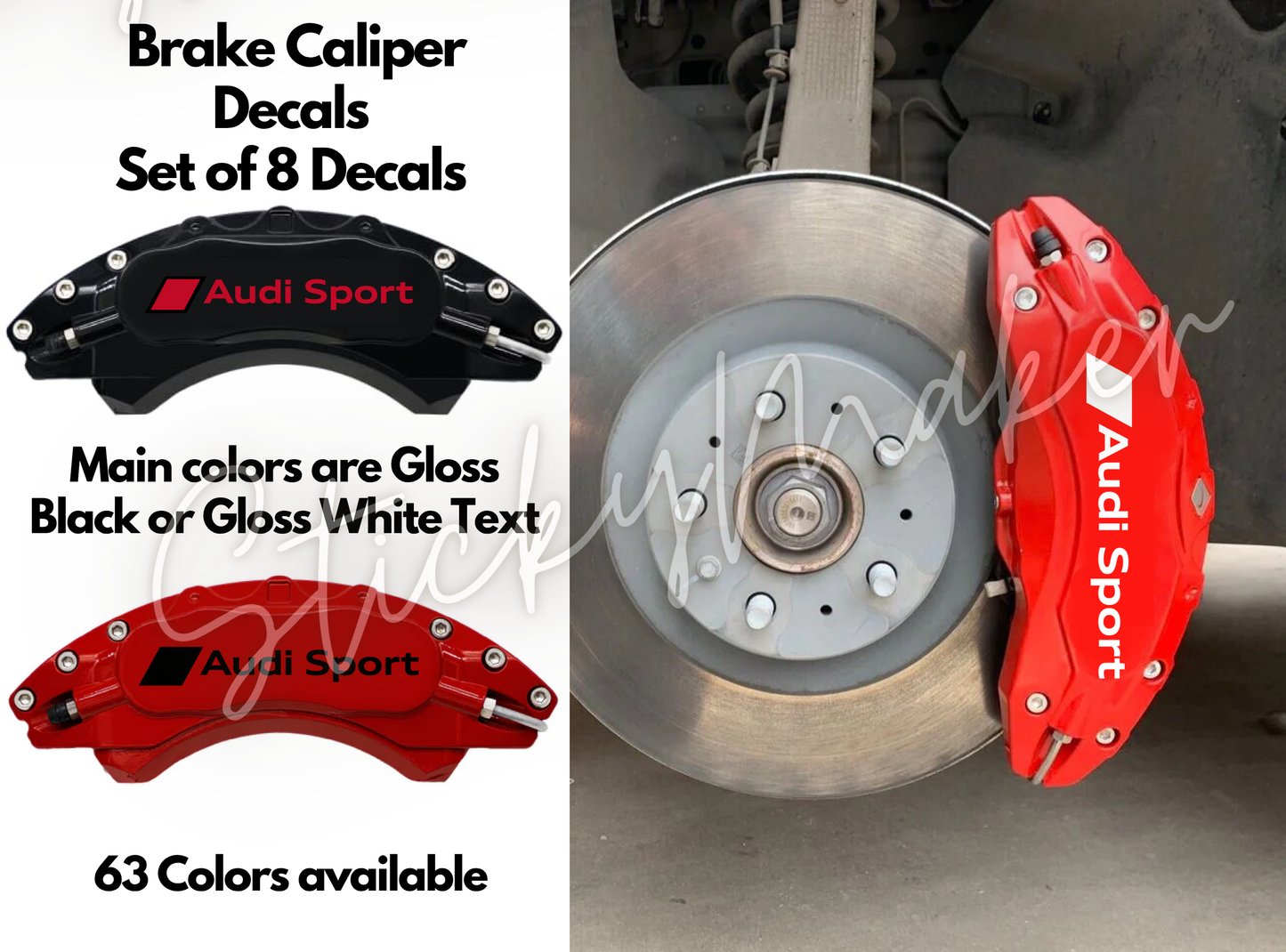 Audi Sport Custom Brake Caliper Vinyl Decals - Set of 8