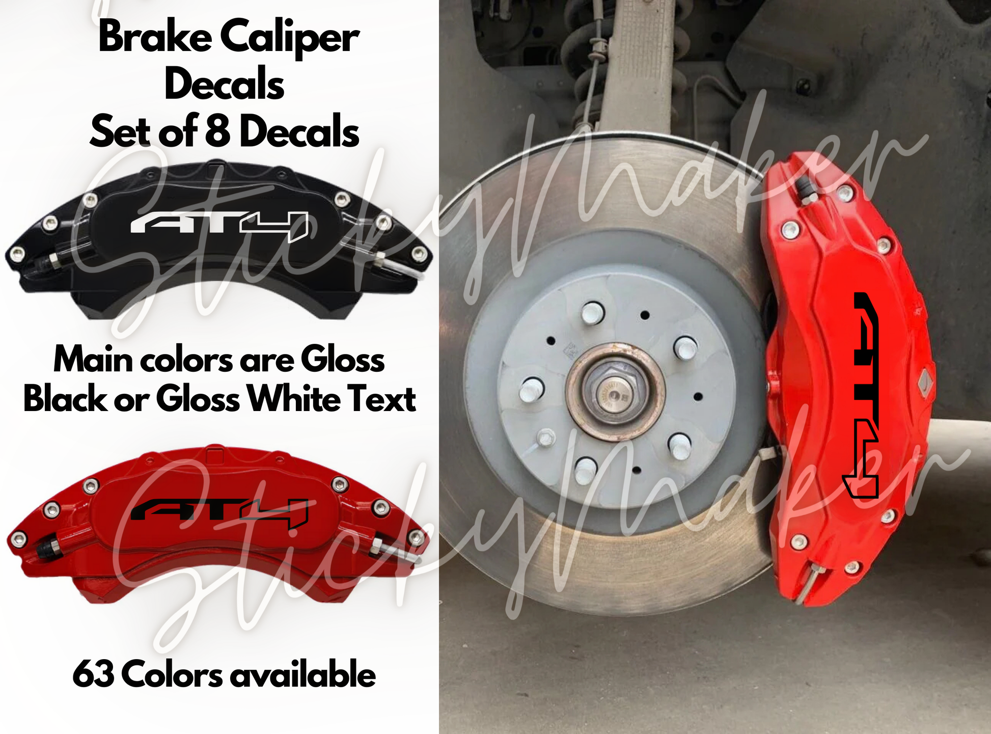10x GMC AT4 Brake Caliper Decals | GM | GMC | AT4 | Vinyl Stickers - Sticky Maker
