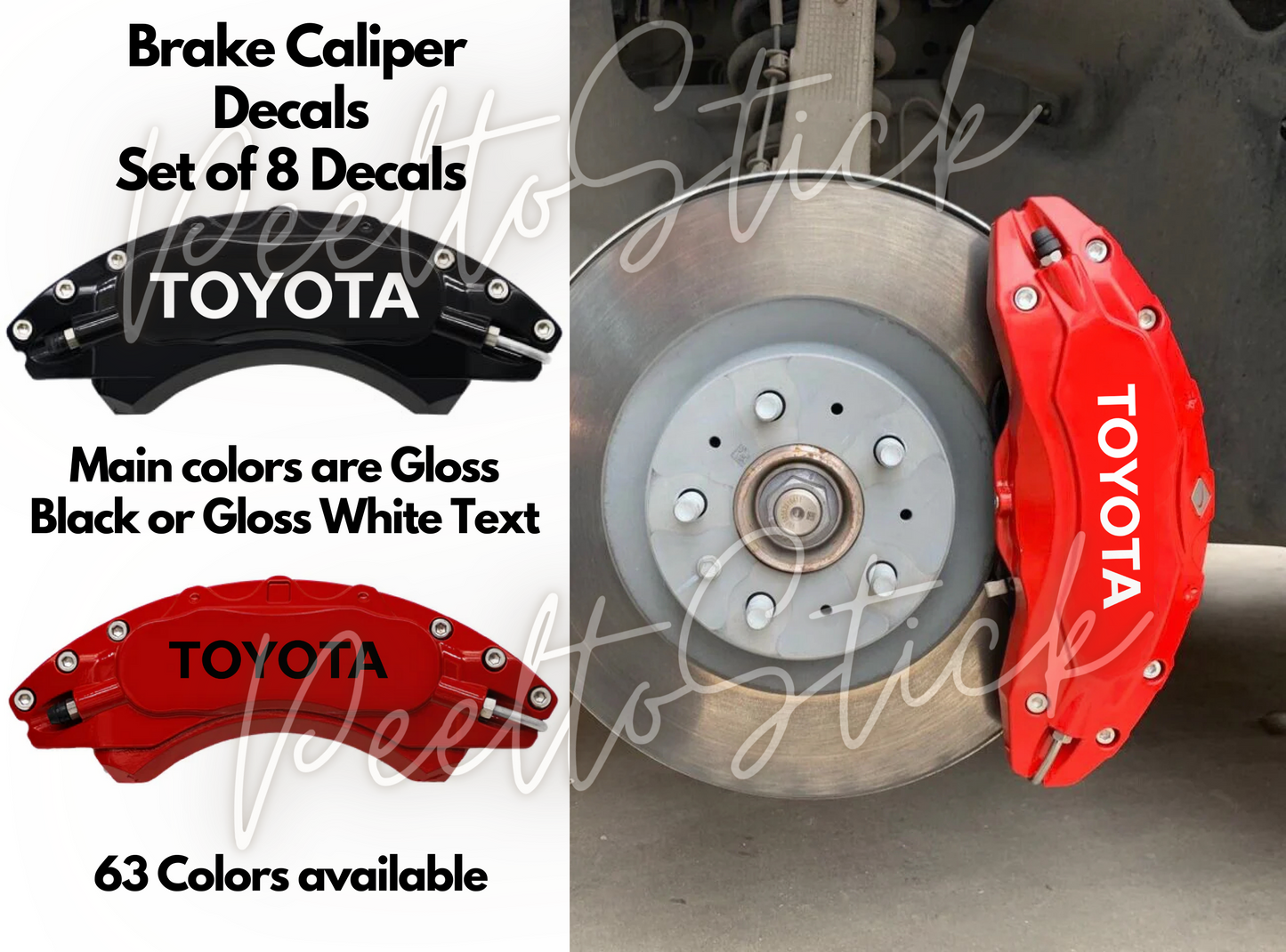 8x Toyota Brake Caliper Decals Text Only Vinyl | Toyota TRD Corolla RAV4 Matrix 4Runner
