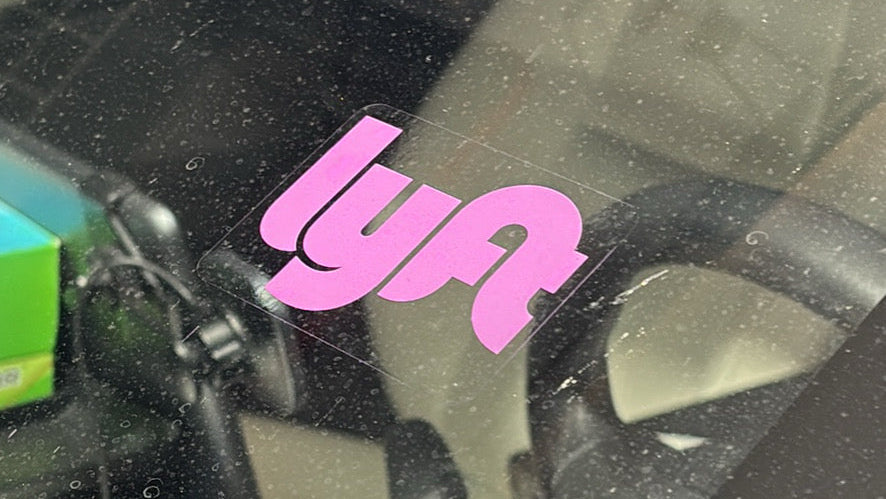 Lyft Logo REMOVABLE Cling Sticker | Vinyl Decal | Lyft Logo | Easy On and Off | 3"x2" Size | High Quality | Ridesharing Food Delivery