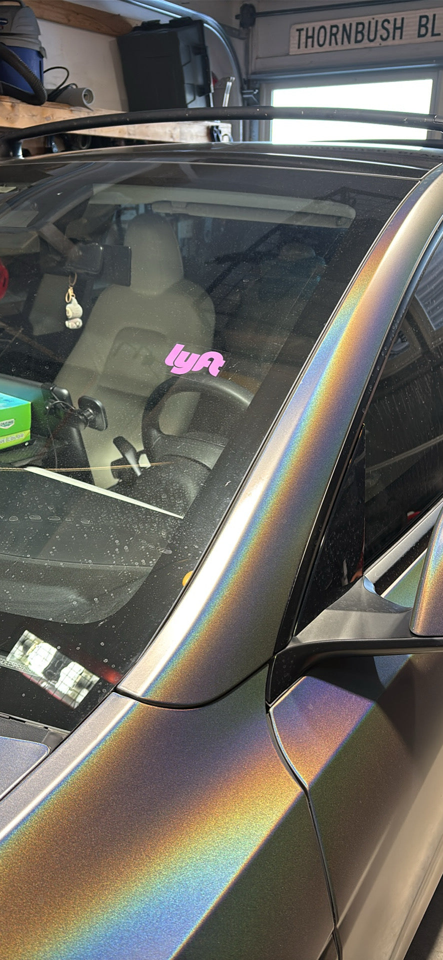 Lyft Logo REMOVABLE Cling Sticker | Vinyl Decal | Lyft Logo | Easy On and Off | 3"x2" Size | High Quality | Ridesharing Food Delivery