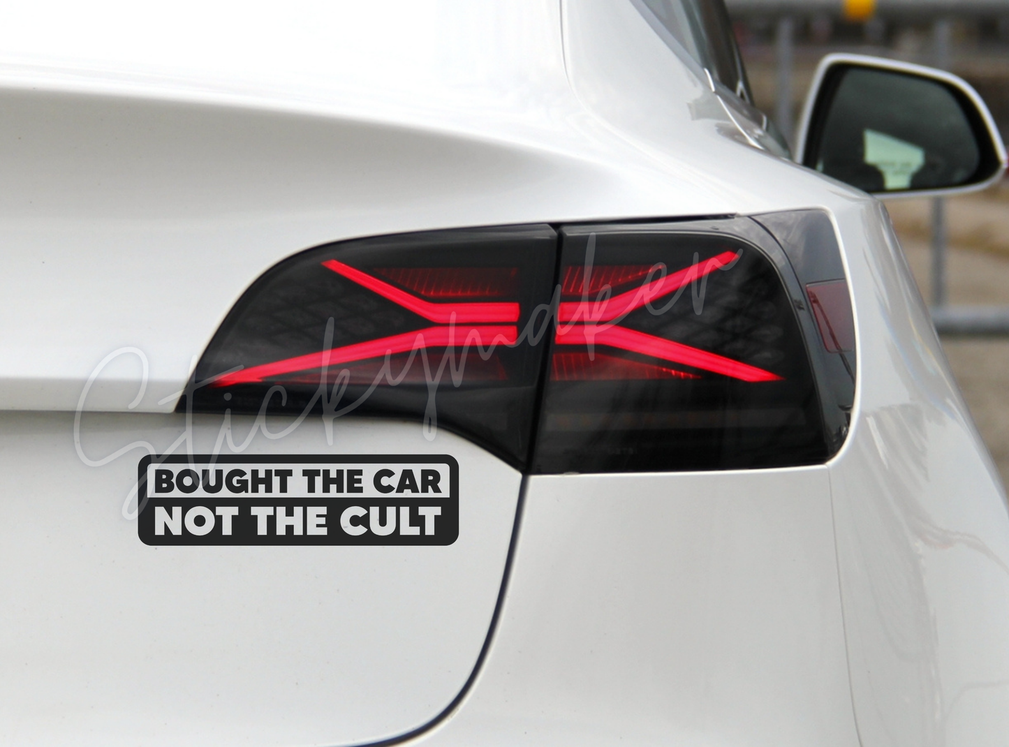 Bought the Car not the Cult Vinyl Decal  | Bumper Sticker | Anti Elon Tesla | High Quality Waterproof UV Resistant | 63 Color Choices