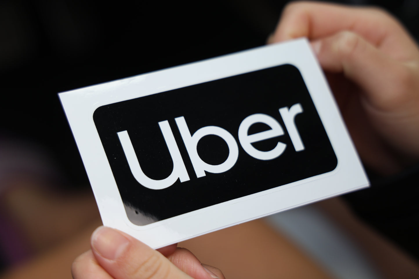 Uber Logo REMOVABLE Cling Sticker | Vinyl Decal | Uber Logo | Easy On and Off | 4"x2" Size | High Quality | Ridesharing Food Delivery