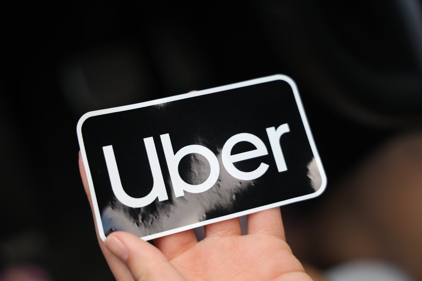 Uber Logo REMOVABLE Cling Sticker | Vinyl Decal | Uber Logo | Easy On and Off | 4"x2" Size | High Quality | Ridesharing Food Delivery