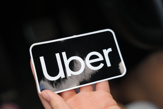 Uber Logo REMOVABLE Cling Sticker | Vinyl Decal | Uber Logo | Easy On and Off | 4"x2" Size | High Quality | Ridesharing Food Delivery