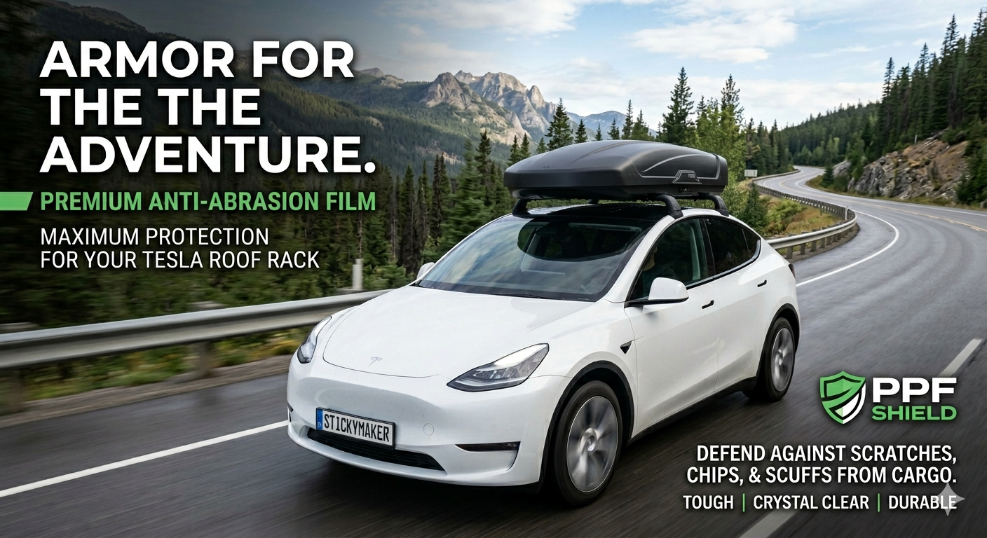 Tesla Model Y and 3 Roof Rack Paint Protection Film | Under Roof Rack PPF | Roof Rack Protective Stickers | Anti-Abrasion tape for roof rack
