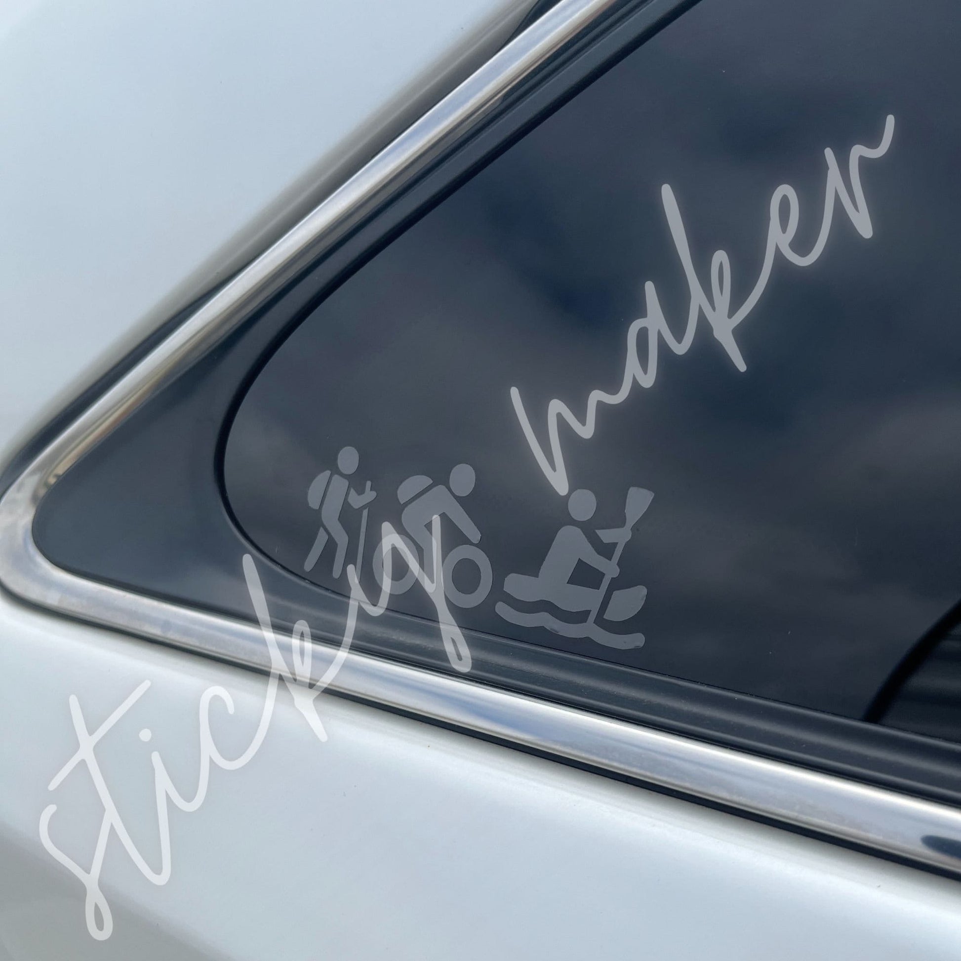 Hike Bike Kayak / Canoe Vinyl Decal | Outdoor | Silhouette | Biking | RV |  Camper | Bumper Sticker | Kayak | Hiking | Mountain Biking - Sticky Maker