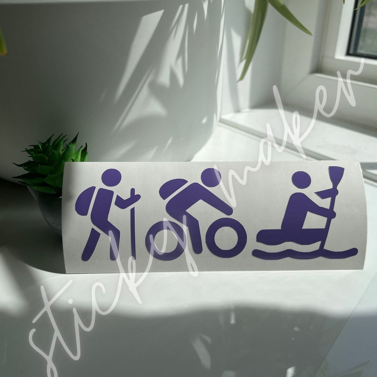 Hike Bike Kayak / Canoe Vinyl Decal | Outdoor | Silhouette | Biking | RV |  Camper | Bumper Sticker | Kayak | Hiking | Mountain Biking - Sticky Maker