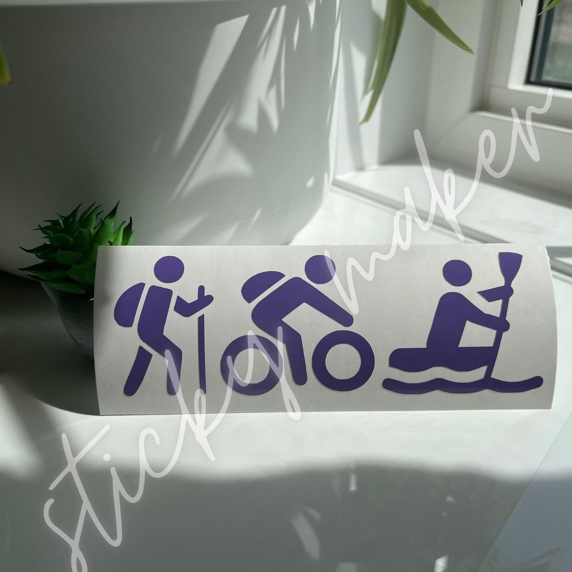 Hike Bike Kayak / Canoe Vinyl Decal | Outdoor | Silhouette | Biking | RV |  Camper | Bumper Sticker | Kayak | Hiking | Mountain Biking - Sticky Maker
