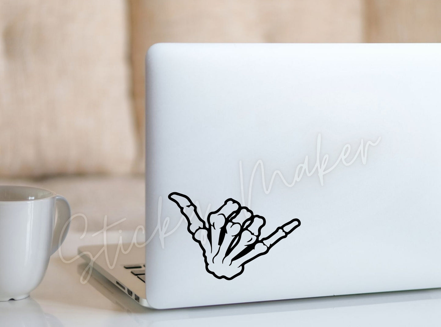 Shaka Hand Sign Skeleton Hang Loose Right On Vinyl Decal Sticker Hawaii Aloha Spirit Things are Great Take it Easy Thank You Hand Sign - Sticky Maker