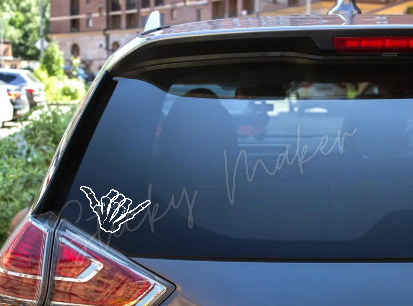 Shaka Hand Sign Skeleton Hang Loose Right On Vinyl Decal Sticker Hawaii Aloha Spirit Things are Great Take it Easy Thank You Hand Sign - Sticky Maker