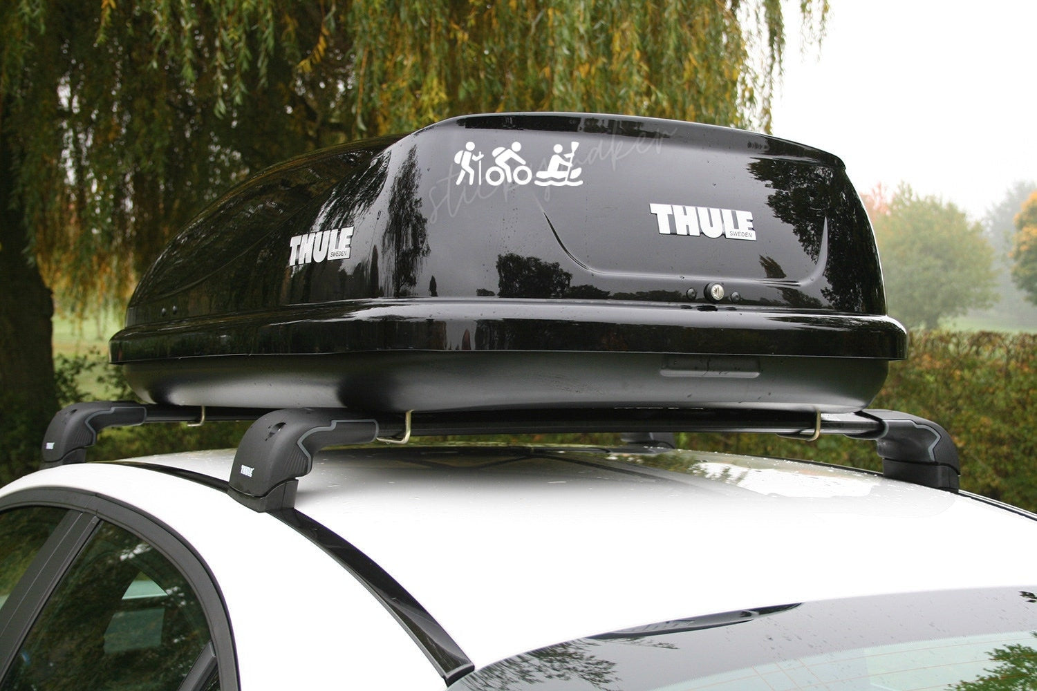 Hike Bike Kayak / Canoe Vinyl Decal | Outdoor | Silhouette | Biking | RV |  Camper | Bumper Sticker | Kayak | Hiking | Mountain Biking - Sticky Maker
