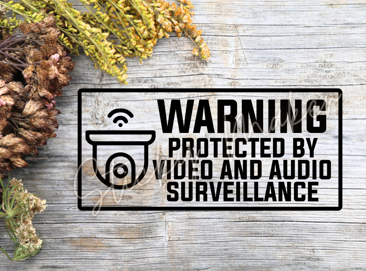 Warning Protected by Video and Audio Surveillance Vinyl Decal | Window Sticker | Home | Business | Protection | Anti-theft | CCTV | Security - Sticky Maker